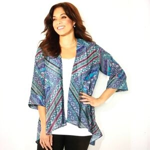 CATHERINES Open Front Cardigan Kimono Bohemian Tunic Blouse Women’s Plus Size 4X
